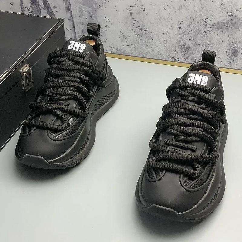 Chunky Sneaker for Men Solid Color Fashion Casual Shoes Comfortable Anti Slip Platform Running Shoe Tenis Masculino