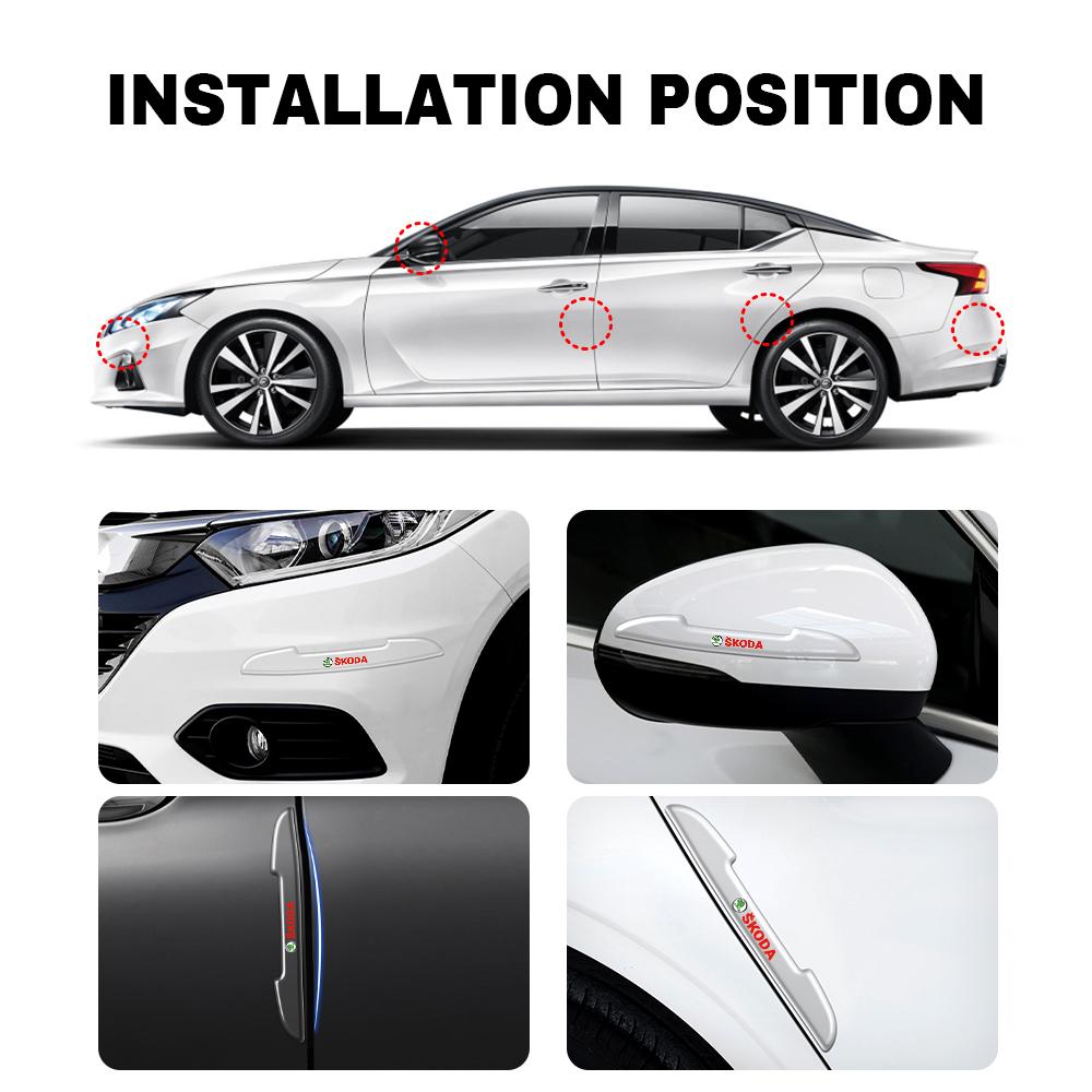 BBIC7 4pcs Transparent Car Door Edge Anti-Collision Strip Guard Sticker For Skoda Octavia 3 2 Mk1 Fabia Kodiaq Superb A5 A7 Rapid Yeti