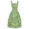Foreign Trade Hot-Selling European and American Plus-Size Steampunk Gothic Victorian Era Ruffled Sleeveless Dress for Women