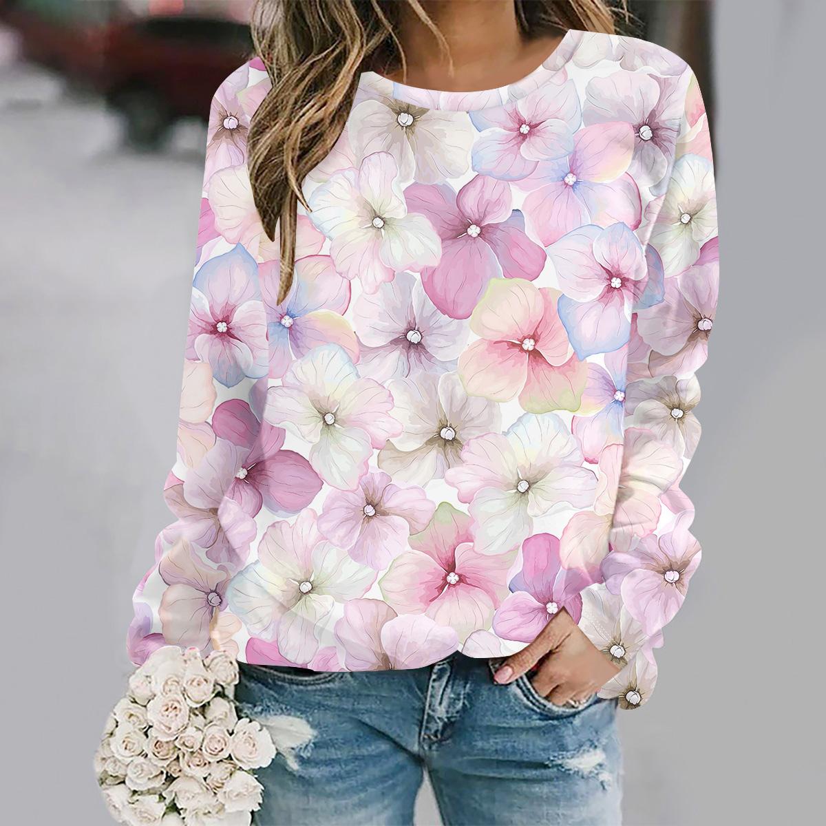 

autumn and winter new fashion round neck long sleeve printed elegant casual loose hoodie S