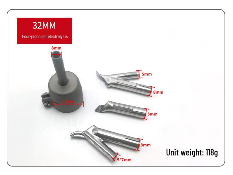 Čtyřdílná sada svařovacích trysek z PVC: Tvaru Y, Trojúhelníkový, Multispec, Nerezová ocel 304 pro horkovzdušnou pistoli