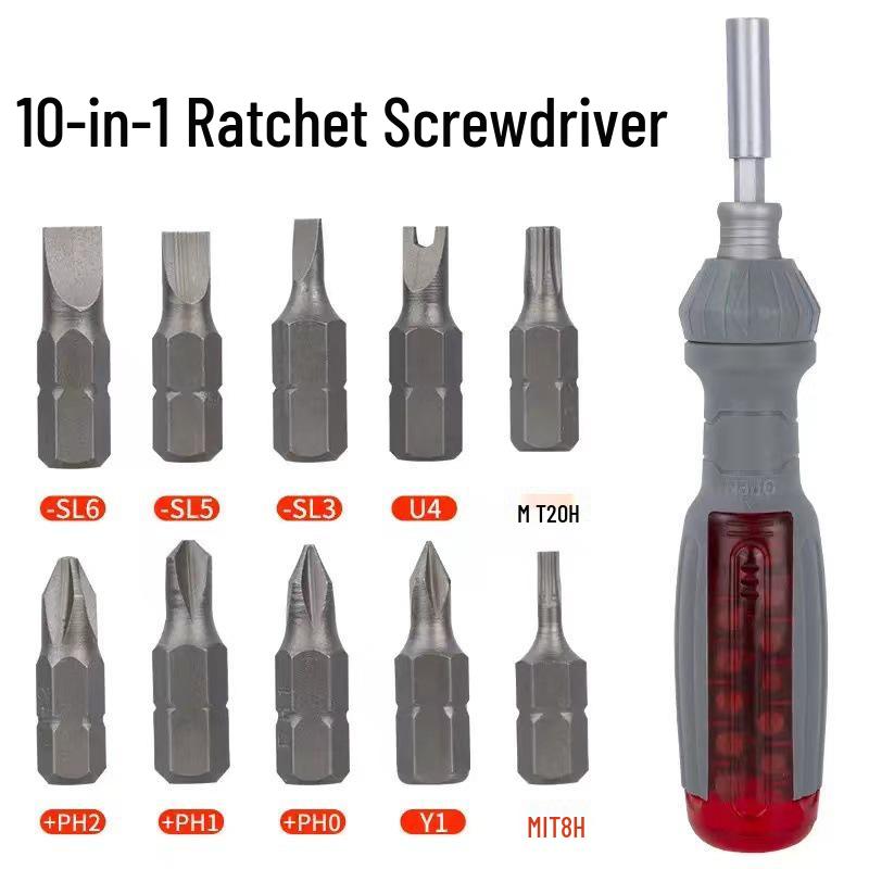 Multi-angle Magnetic Ratchet Screwdriver Set with S2 Bits - Torx, Phillips, Slotted