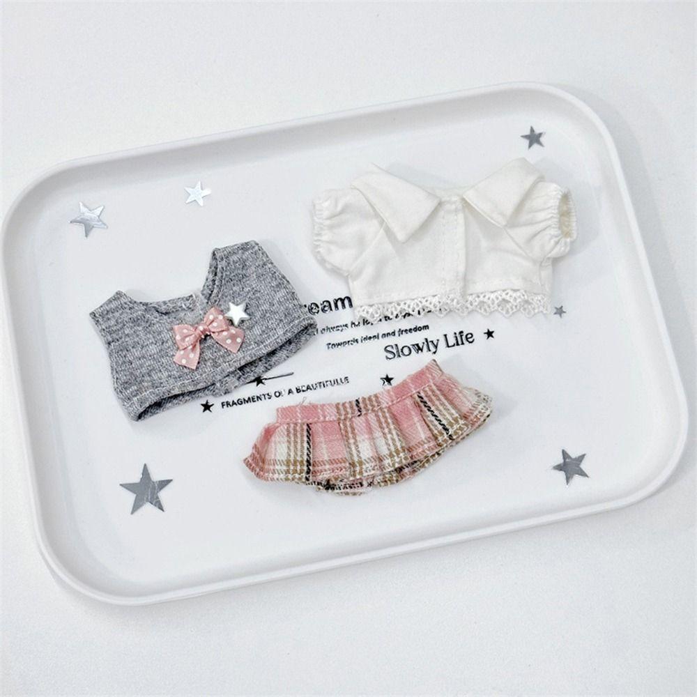 Blue Pink Doll Student Uniform 10cm Doll School Suit Doll Clothes  10cm Cotton Stuffed Doll