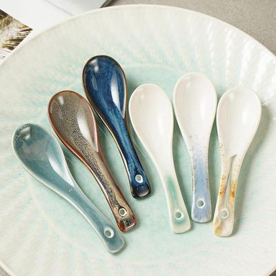 Keramik-Suppen- und Reislöffel-Set im japanischen Stil - Elegantes Geschirr für den Heimgebrauch oder Restaurants