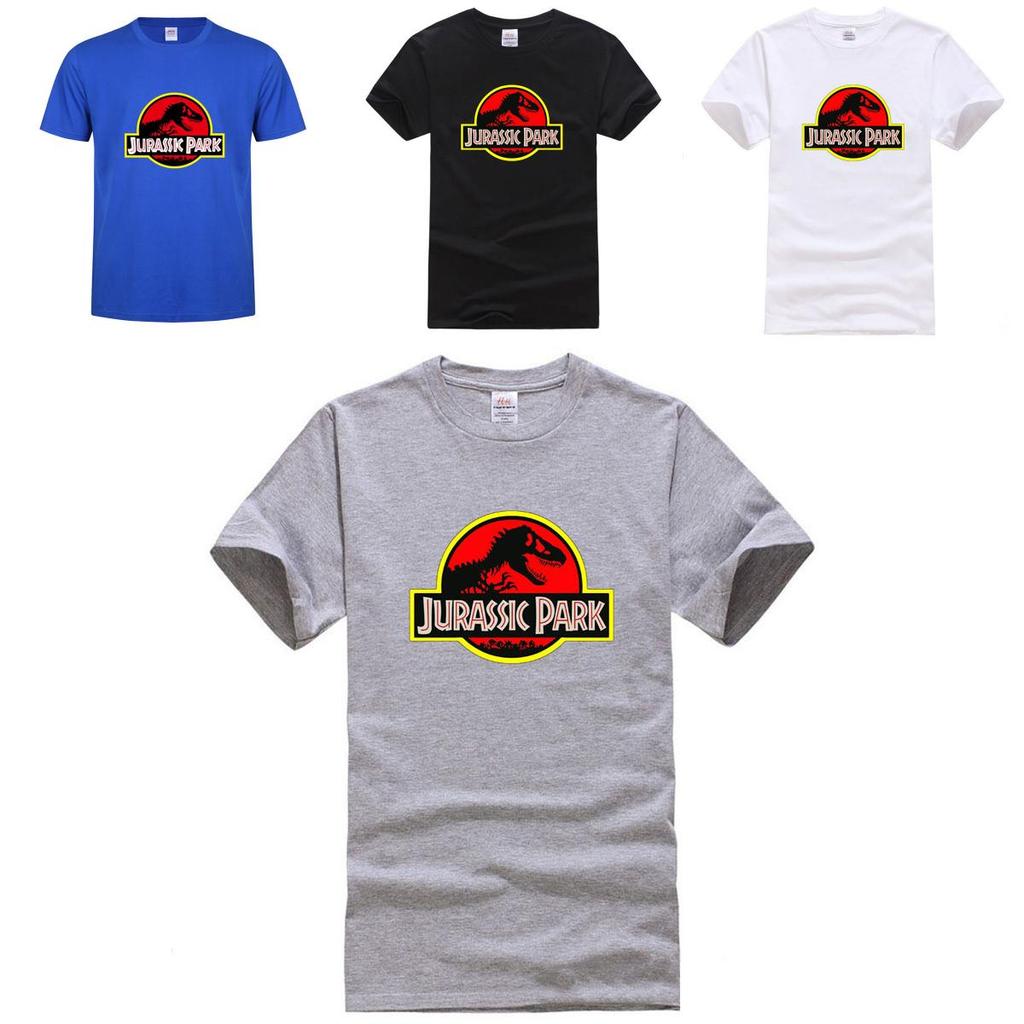T-shirt Elegante da Uomo Jurassic Park Logo Originale Film T-rex Dinosauro Per Fan