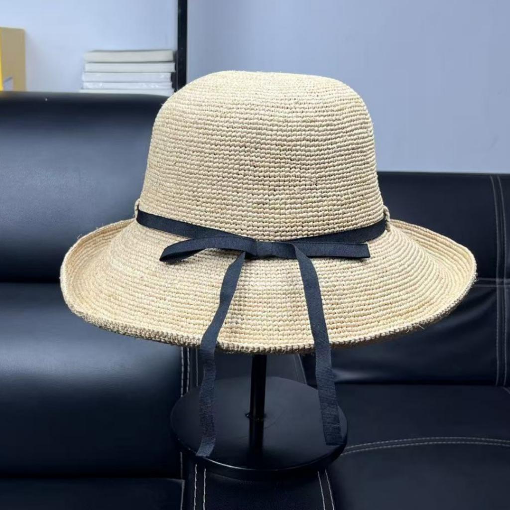 Export Lafite Straw Hat Women's Beach Hat Summer Outdoor Visor Hat Travel Sun Protection Hat French Big Eaves Hat