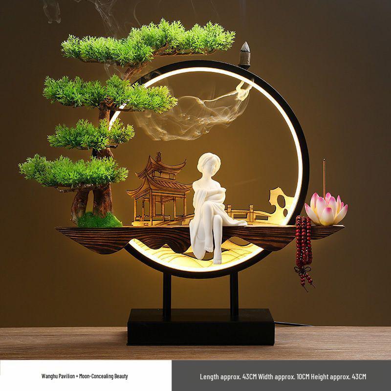 Chinese Style Backflow Incense Burner - Pine Design for Home & Office Décor