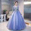 Color yarn   new student vocal host performance solo art test clothing puffy skirt long evening dress women