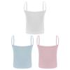 Set da 3 pezzi per bambine: canottiera a costine, top corto senza maniche con spalline sottili, tinta unita, per sport e allenamento di danza