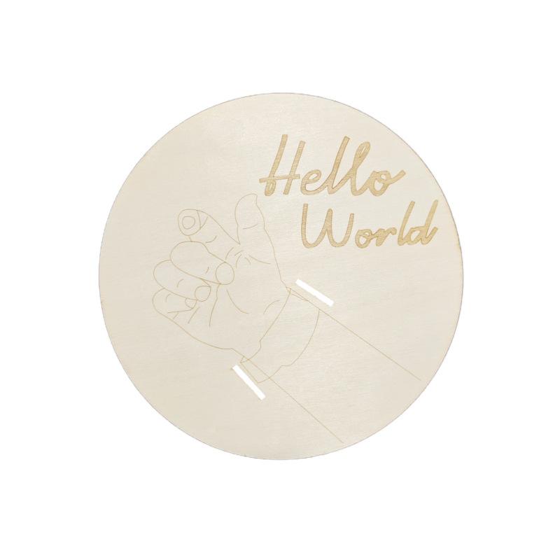 Wooden Baby Birth Hospital Bracelet Commemorative Plaque, Circular Carved Newborn Collection Plaque