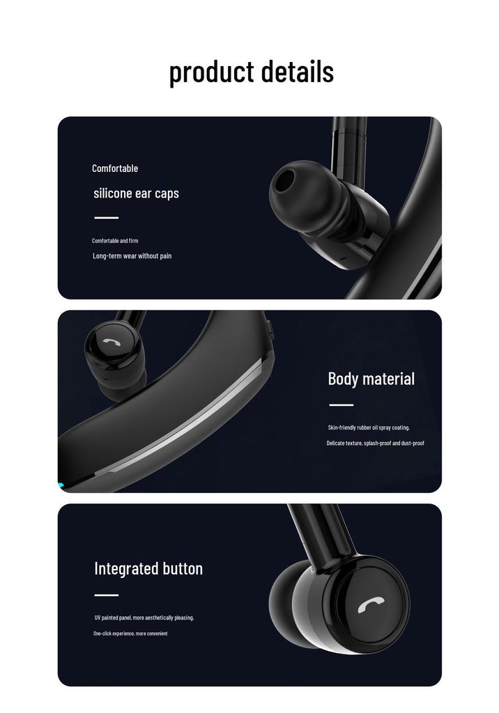 Bluetooth Earphones F900: Single Ear, Clip-On, Wireless, Long Standby, Caller ID, Sporty Design