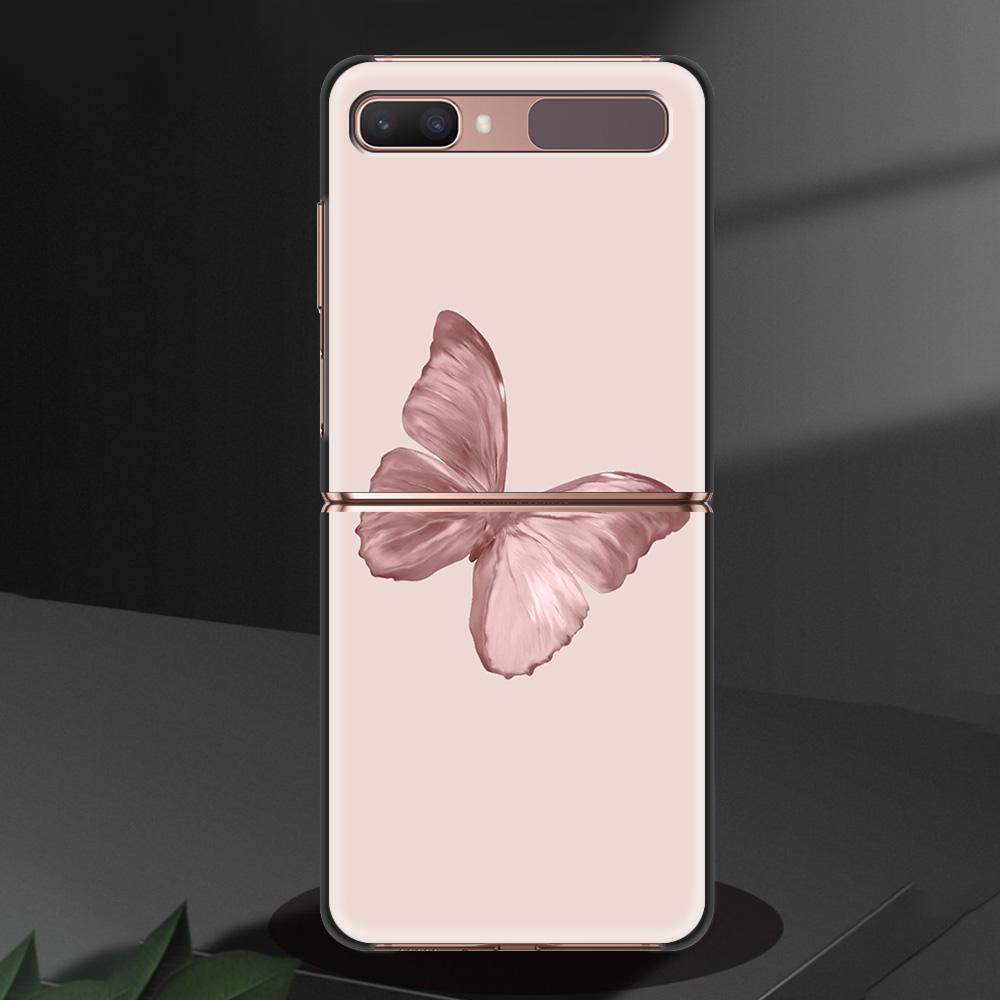 Gold Pink Rose Glitter Hearts Luxury Black Hard Case For Samsung Z Flip Z Flip3 Phone Case For Galaxy Z Flip 5G Foldable Cover