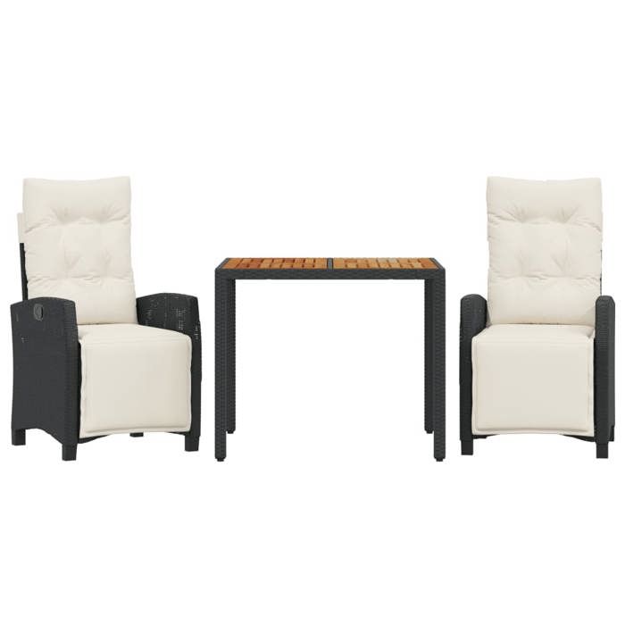 VidaXL Ensemble à Manger de Jardin avec Coussins 3 pcs, Table et Chaises avec Dossier Réglable, Meubles d'Extérieur, 3212900