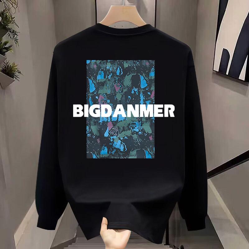 Trendige Marke Amerikanisches Langarm-T-Shirt Reine Baumwolle Herren Unterhemd Trendiger Herbst- und Winterpullover Herren- und Damen-Rundhals-Oberteil