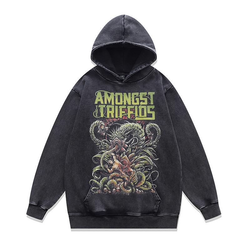 American Street Trendy Brand Y2K Cartoon Print Hoodie Men'S And Women'S Oversize Vintage Style Hoodie
