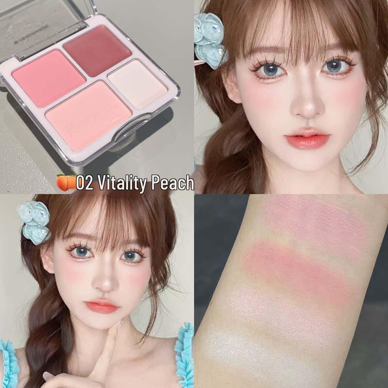 HERORANGE Heart-to-Heart Blush & Highlighter Palette - Natural Face Brightening & Contour.