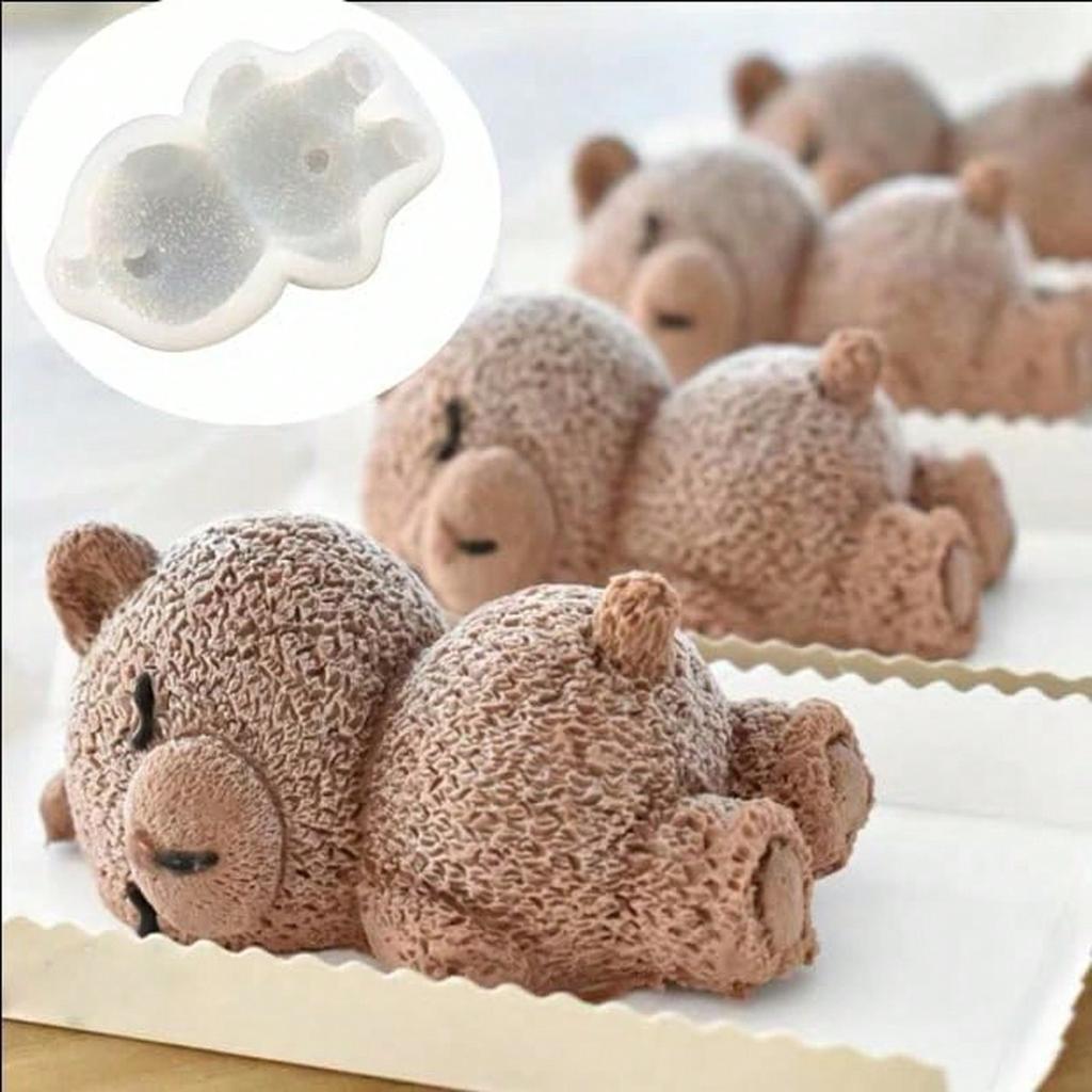 Lying Bear Fondant Mold Chocolate Molds Silicone, Silicone Animal Mold for DIY Fondant, Dessert Baking, Jello, Candy, Cake Baking Decorating