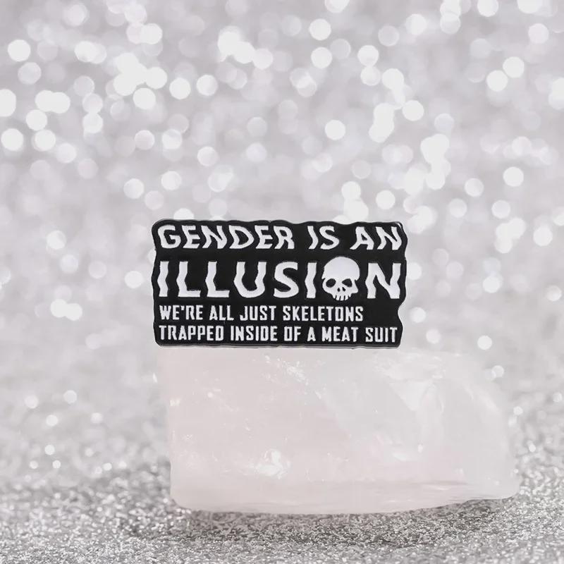 Broșă Punk Craniu Negru cu Design Litere Engleze