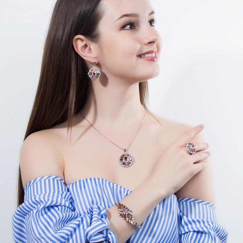 High-end Three-piece Jewelry Necklace Ring Earrings Jewelry Set