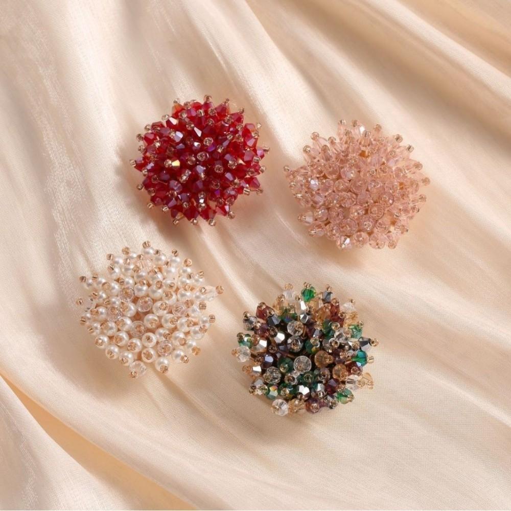 2pcs Colorful Crystal Beads Cufflinks Brass Base Button Cover Sleeve Button  Suit Accessories