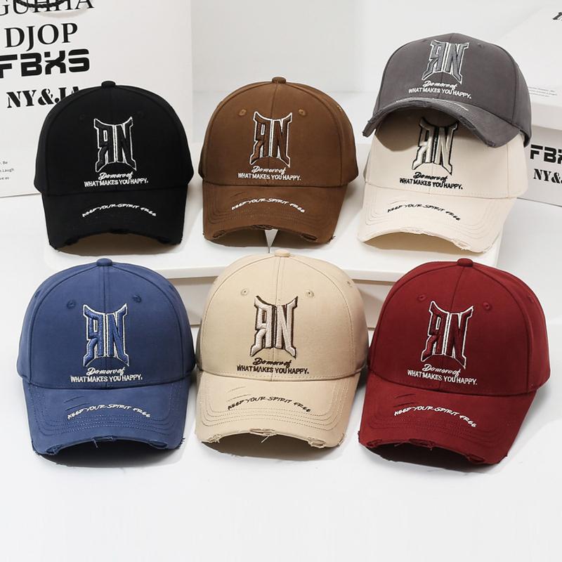 Hole Embroidered Letter Baseball Cap Unisex Sunshade Hat Outdoor Cap