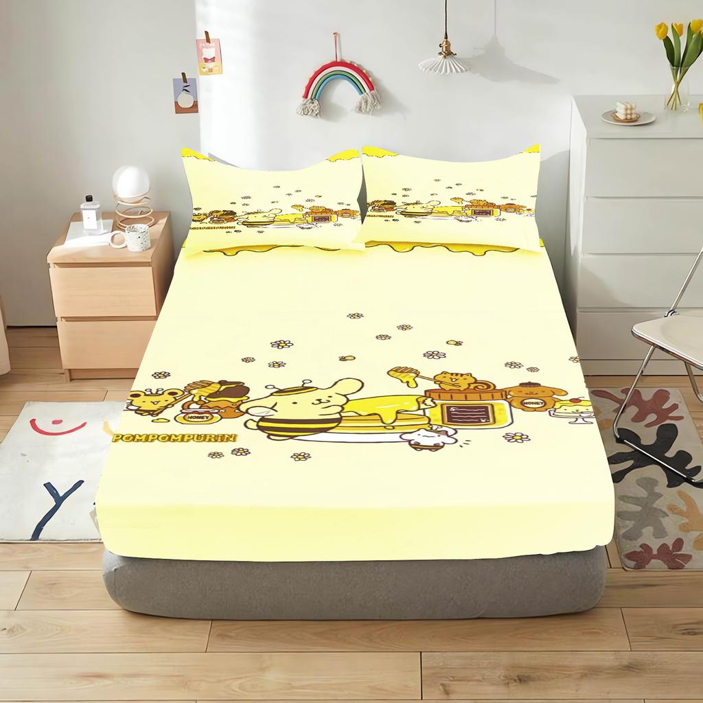 Pudding Dog Fitted Sheet Children, Sanrio Cartoon Coverage, Baby Teenager Sheets Cover, Elastic Bedding, Cute Digital Printing