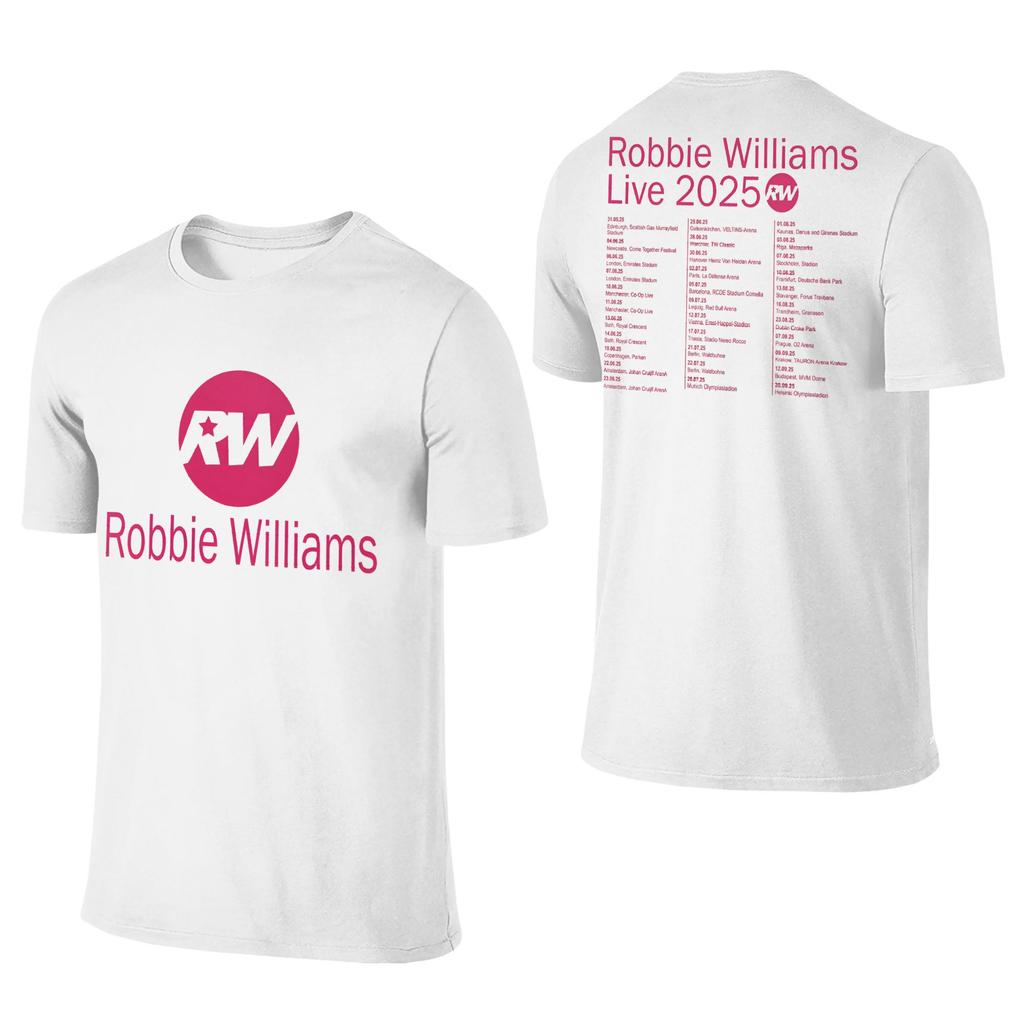 Robbie Williams Live 2025 Tour Concert Apparel Men Women T Shirt Cotton Tee Graphic Printing  T-shirt Clothing