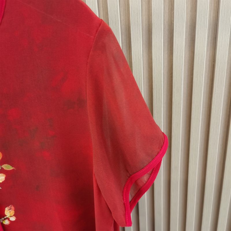 Middle-Aged and Elderly Women's Clothing Mom Summer Clothes Dress Elegant Noble 2023 New Arrival Wide Lady Western Style Chiffon Dress Summer