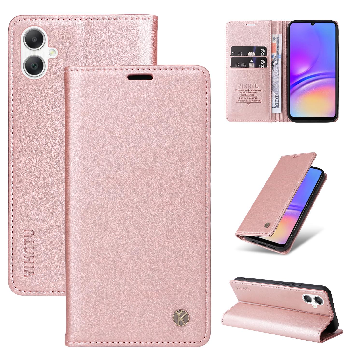 

Для Samsung Galaxy A06 5G/Galaxy A06 4G Чохол-гаманець YIKATU YK- 001 Шкіряний чохол для телефону з підставкою Rose Gold
