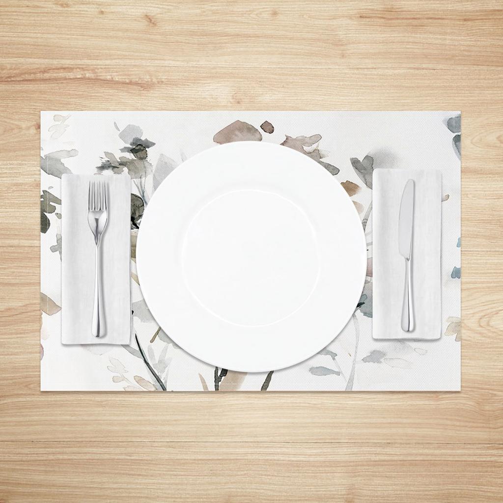 Bohemian Floral Placemats Delicate Daisy Rose Design Elegant Aesthetic Washable Table Mats for Dining Kitchen Tea Party Decor