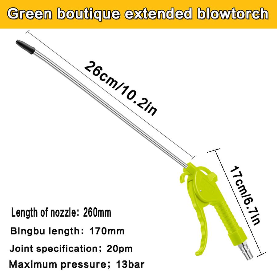Air Blow Gun with 4" and 10.2" Long Angled Nozzle, Long Reach Industrial Air Blow Gun, Pneumatic Air Compressor Cleaning Tool