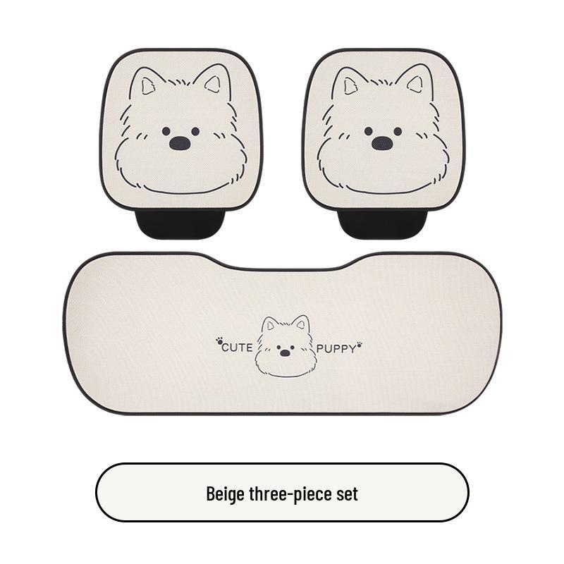West Highlands Cute Cartoon Cotton Linen Car Seat Cushion for Women - Fits Toyota BZ3, RAV4, Corolla, and Ruifang