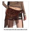 Trendy Fringed Leopard Waist Belt Polyester Wide Girdle Stretchy Waist Strap Party Casual Outfit Triangular Hip Curtain