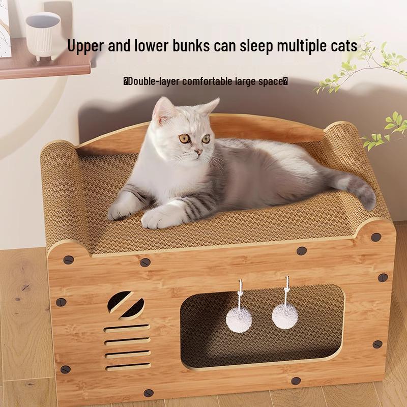 TV Style Cat Scratching Board and Bed: Durable, Debris-Free, Scratch-Resistant, All-in-One Cat Nest Toy