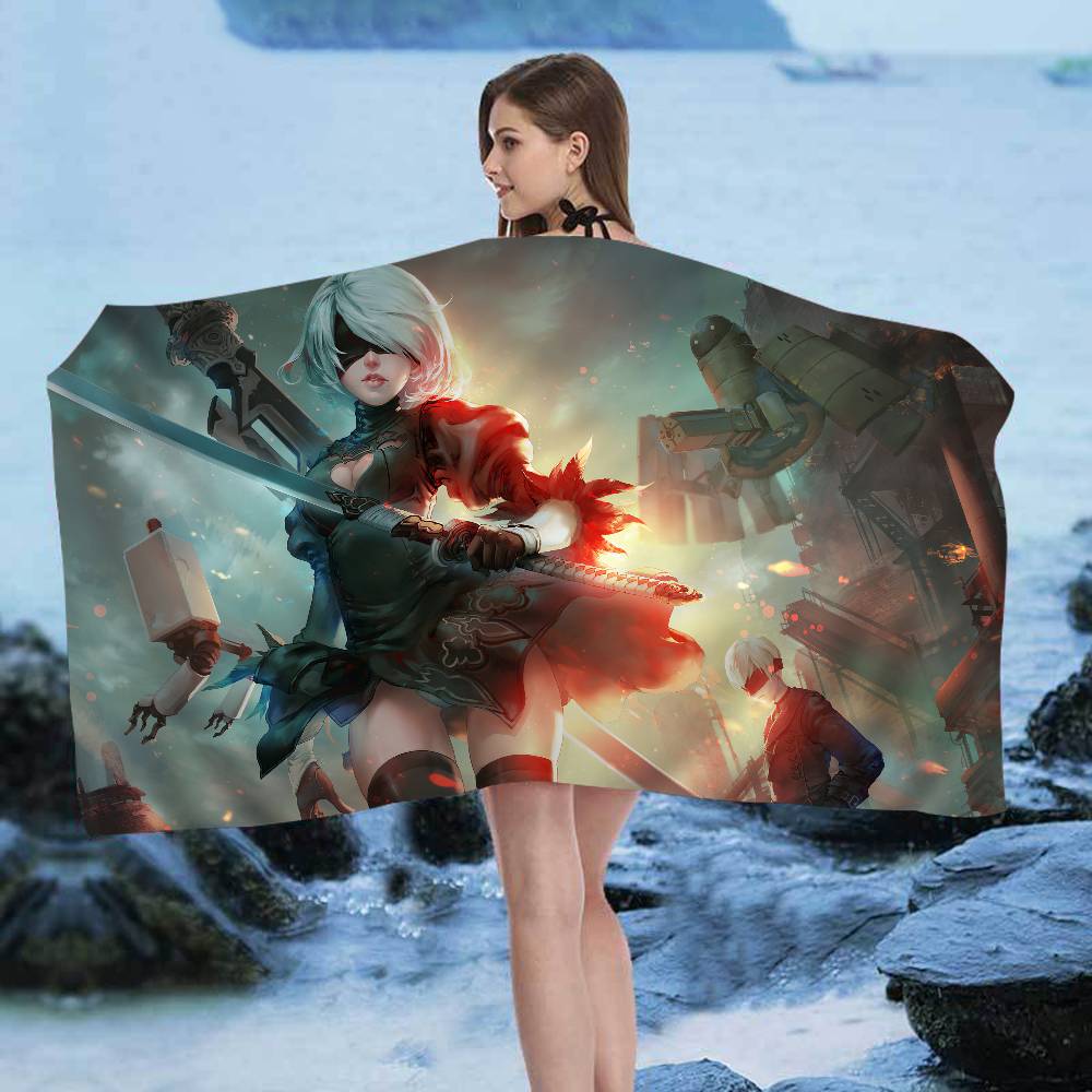 Game Nier Automata Anime Beach Swimming Towel Soft Absorbent Washcloth Children's Gifts for Kids Travel Camping Gym