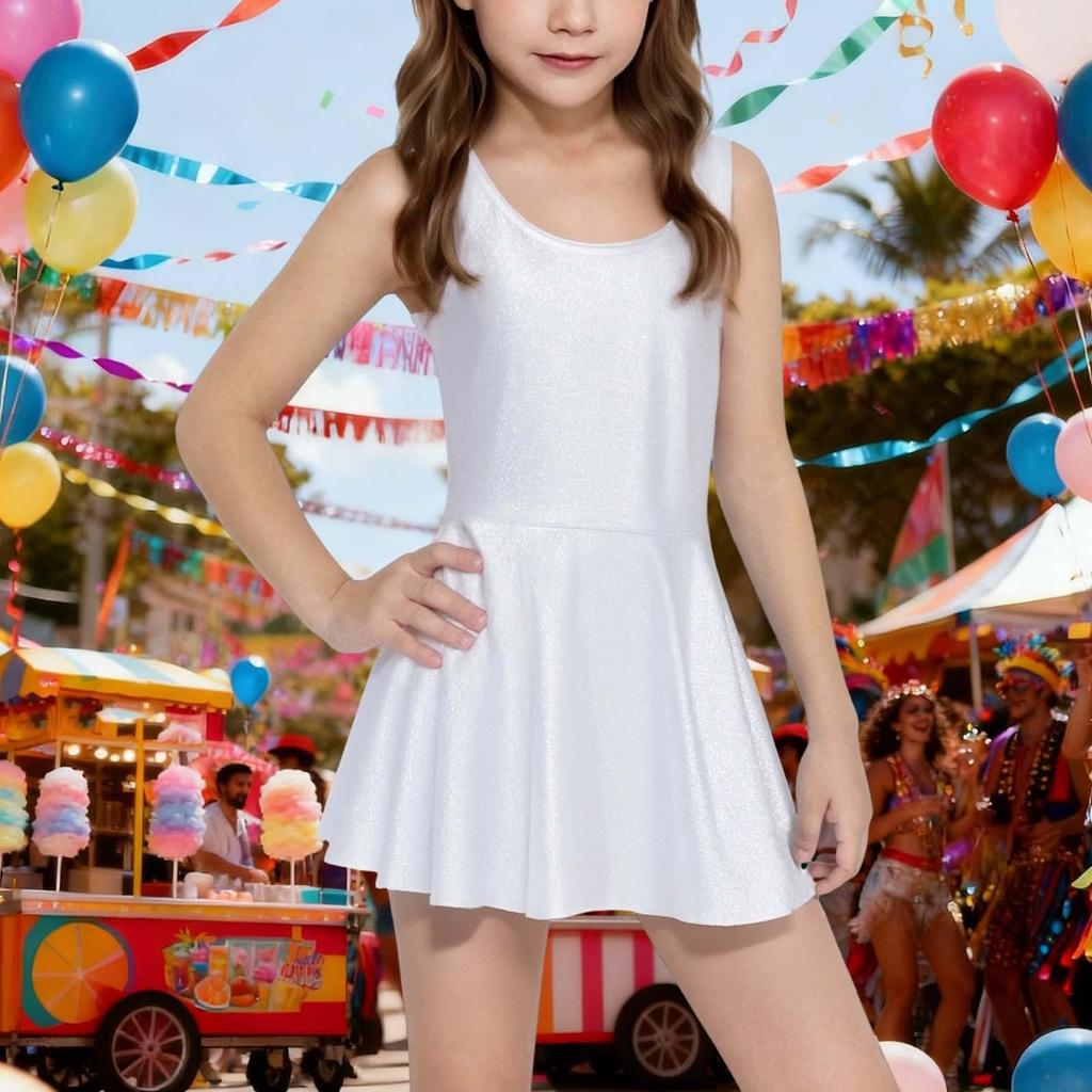 Vestido Casual Confortável Redondo Sem Mangas Festivo Elegante de Carnaval Casamento Noite Festival