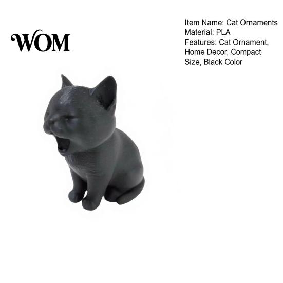 Industrial Style Cat Decoration 3D Printed Ornament, Yawning Shape Matte Figurine, Integrated Cute Desk Accessory Molding Mini Palm Size Decoration,