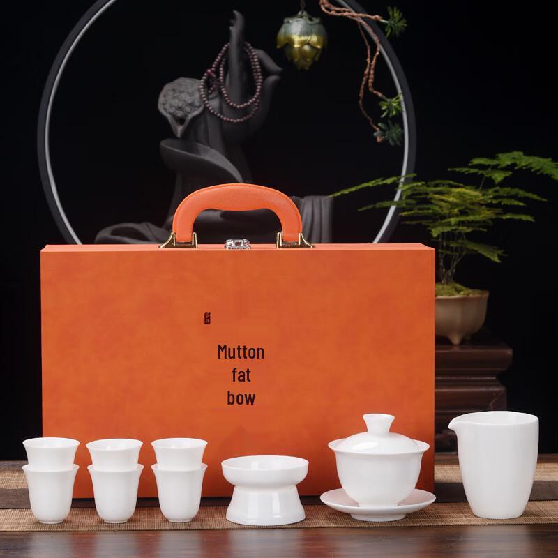 Mutton Fat Jade White Porcelain Tea Set
