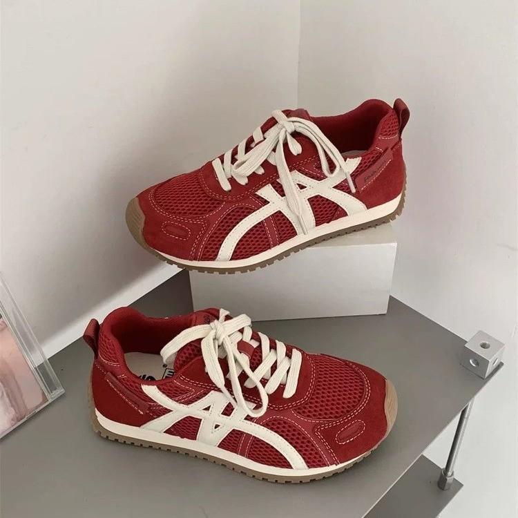 Leather German training shoes women's little white shoes 2025 new single-net breathable sports and leisure shoes versatile thick-soled Forrest Gump