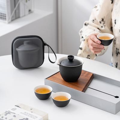 Ceramic Kung Fu Tea Set with Storage Bag Teapot Set Teaware Travel Tea Set  Business Gift