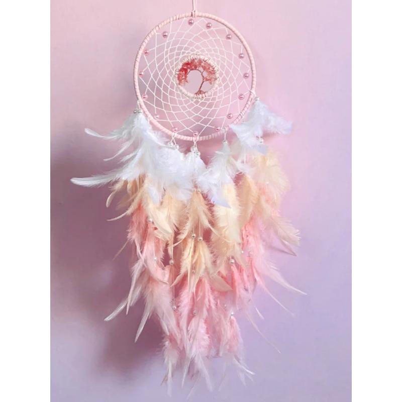 Crystal Stone Hand-woven Feathers Wind Chimes Dreamcatcher Bedroom Hanging Ornaments Birthday Party Gifts Home Decoration Crafts