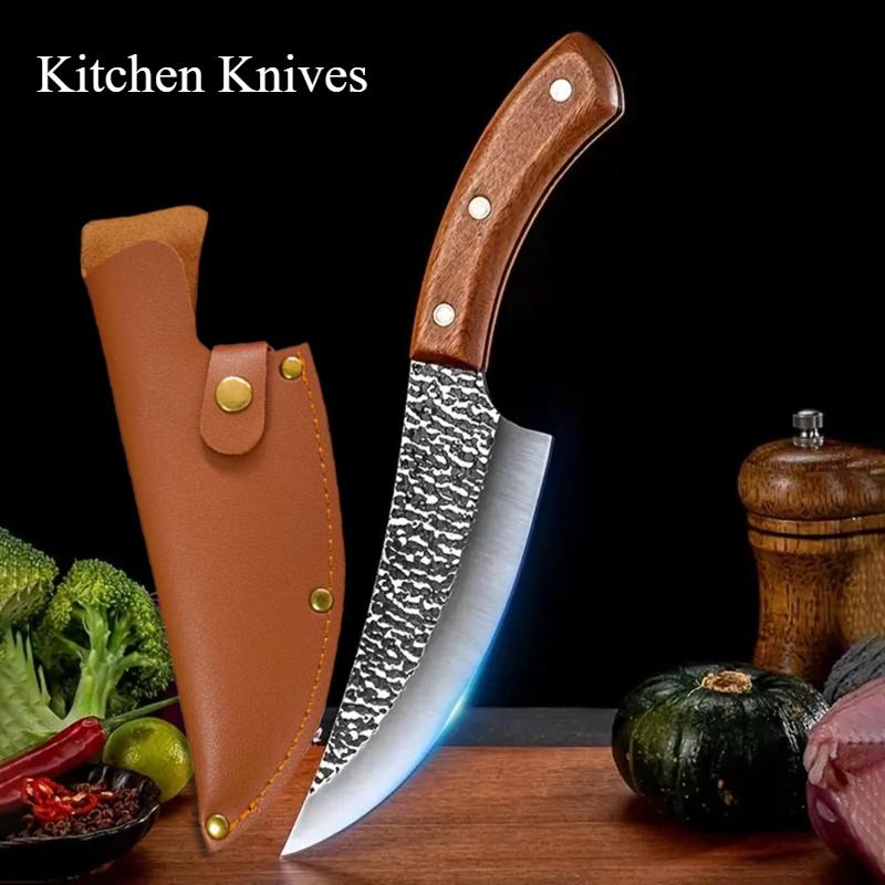 

Кухонный нож ручной работы из нержавеющей стали для разделки мяса, рыболовный нож, тесак, поварской нож для мясника, выкованные огнем ножи WITH COVER