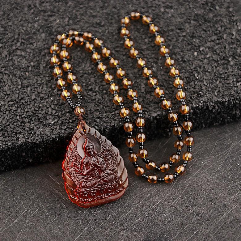 Manjushri Guanyin Anhänger Halskette - Grüne Tara, Medizin Buddha Glasanhänger für Männer & Frauen