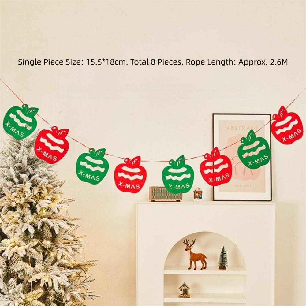 Felt Christmas Banner Elk Design Red Green Xmas Pull Flag Santa Design Hanging Ornament Party Banner New Year Party