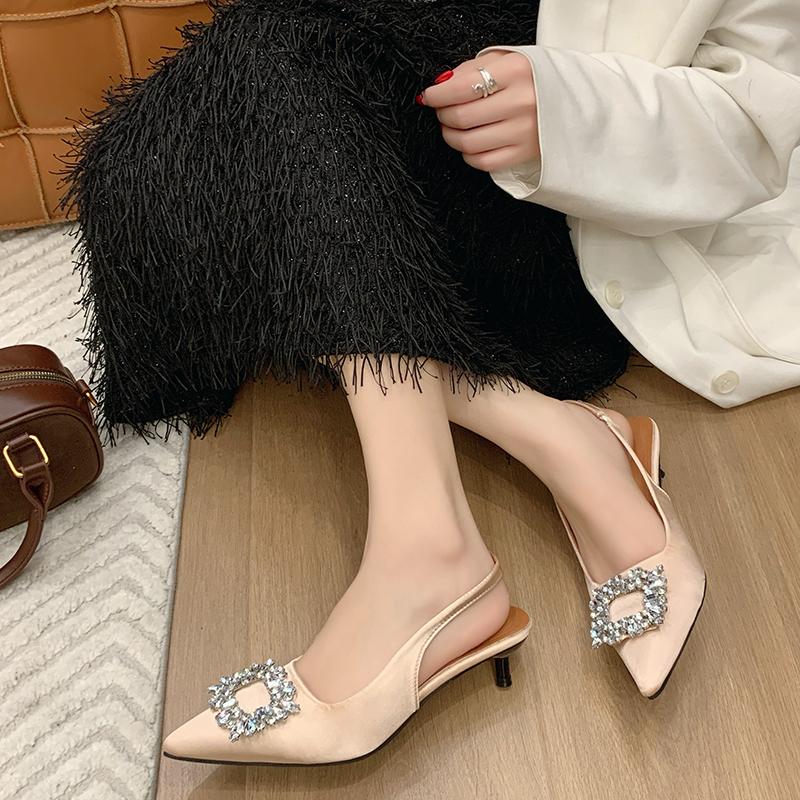 Pointed High Heels Women TransparentHigh Heels 2025 Summer Ladies Slingbacks Pumps Clear Elegant Weddings Shoes 35-42