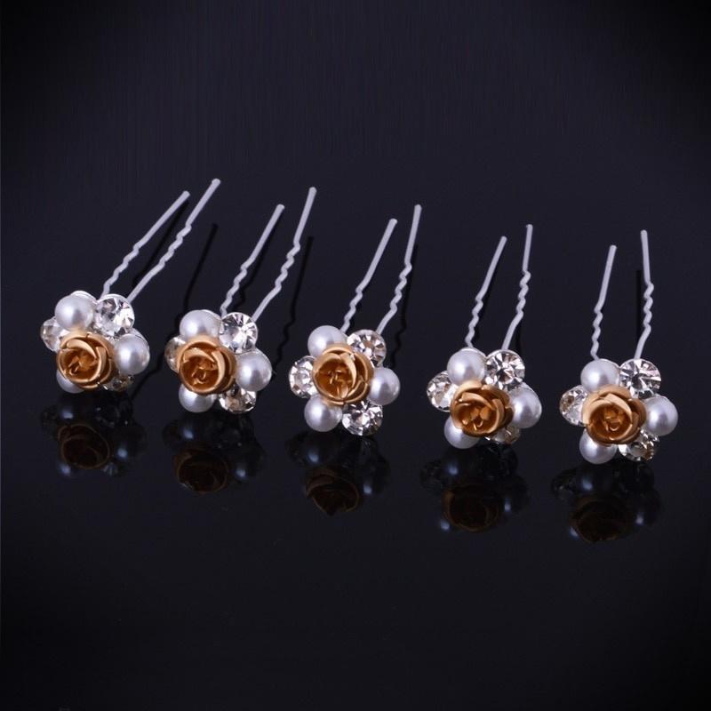 10 sztuk kryształ perłowy kwiat ślubny dla nowożeńców spinki do włosów spinki do włosów Party Dance biżuteria akcesoria