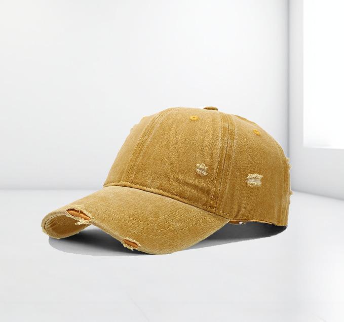 12-Color Distressed Pure Cotton Baseball Cap - Outdoor Versatile Plain Design