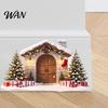 Winter Themed Wall Stickers Snow House Sticker for Christmas, Waterproof Holiday Stone PVC Decal, Removable Mural Living Room Bedroom Christmas
