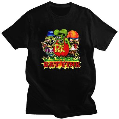 Camiseta Personalizada de Dibujos Animados de Rat Fink para Hombre Camiseta Camisetas Ropa de Corte Holgado