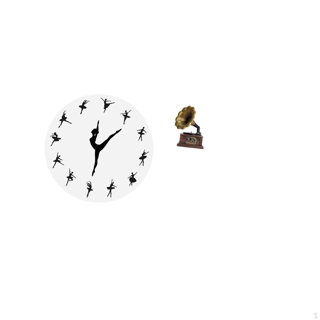 Ballet Dancer Sculpture Wall Clock Vintage Resin Figurine Decorative Ornament for Home Office